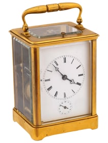 ANTIQUE GILT BRASS CARRIAGE CLOCK FOR G W RUSSELL