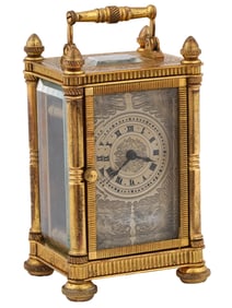 ANTIQUE FRENCH LEROY GILT BRONZE CARRIAGE CLOCK