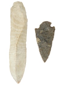 ANCIENT CARVED STONE KNIFE AND SPEARHEAD 6000 BC