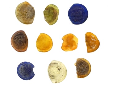 ANCIENT ROMAN MULTICOLOR GLASS MEDALLIONS 100 TO 300 AD
