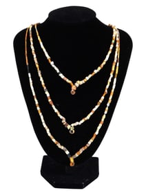 THREE ANCIENT ROMAN GLASS BEAD NECKLACES 100 TO 300 AD