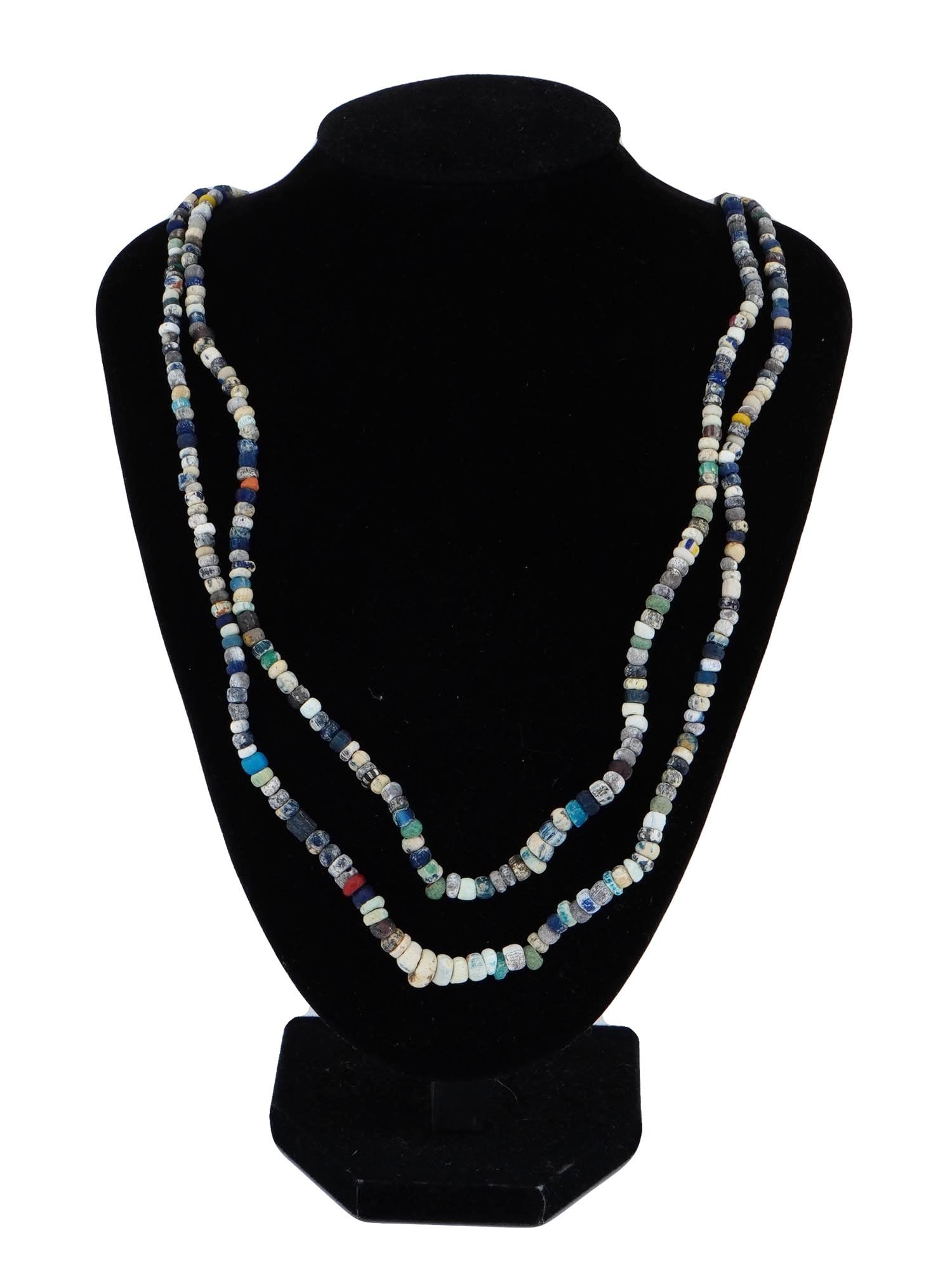 TWO ANCIENT ROMAN GLASS BEAD NECKLACES 100 TO 300 AD (1 of 3)