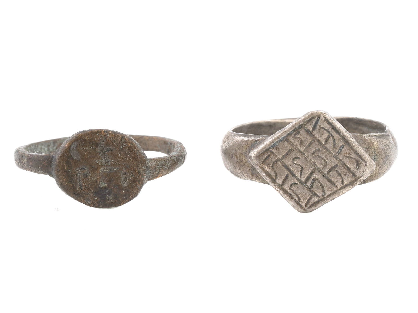 TWO ROMAN BYZANTINE ANCIENT RINGS W PROTECTION LETTERS (1 of 6)