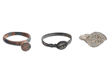 ANCIENT ISLAMIC MIDDLE EAST RINGS ENGRAVED W LETTERS