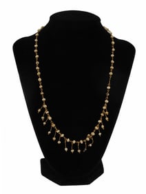 ANCIENT ROMAN GOLD NECKLACE WITH GLASS BEADS DANGLES