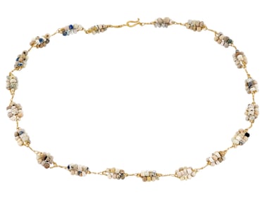 ANCIENT ROMAN GOLD AND GLASS BEADED NECKLACE