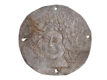 ANCIENT GRECO ROMAN SILVER PLAQUE OF GORGON MEDUSA