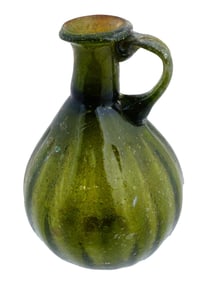 ANCIENT ROMAN GREEN GLASS JAR 2ND CENTURY AD