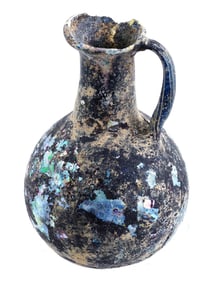 ANCIENT ROMAN GLASS OINOCHOE WINE JUG 2ND CENTURY AD