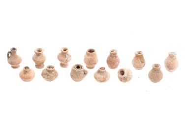 ANCIENT ROMAN TERRACOTTA TOY VESSELS OF VARIOUS SHAPES