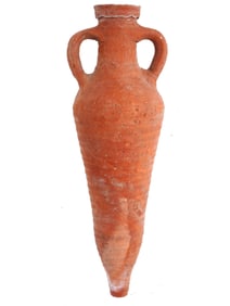 ANCIENT ROMAN TERRACOTTA WINE AMPHORA OF TAPERING SHAPE