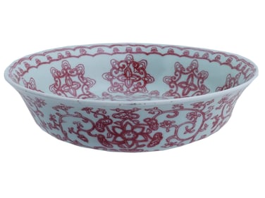 ANTIQUE CHINESE QING RED AND WHITE PORCELAIN BOWL