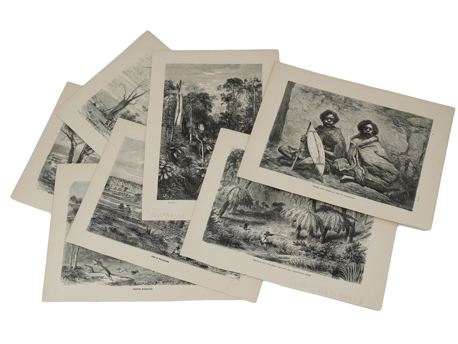 ANTIQUE AUSTRALIAN LANDSCAPE WOOD ENGRAVINGS SET (1 of 12)