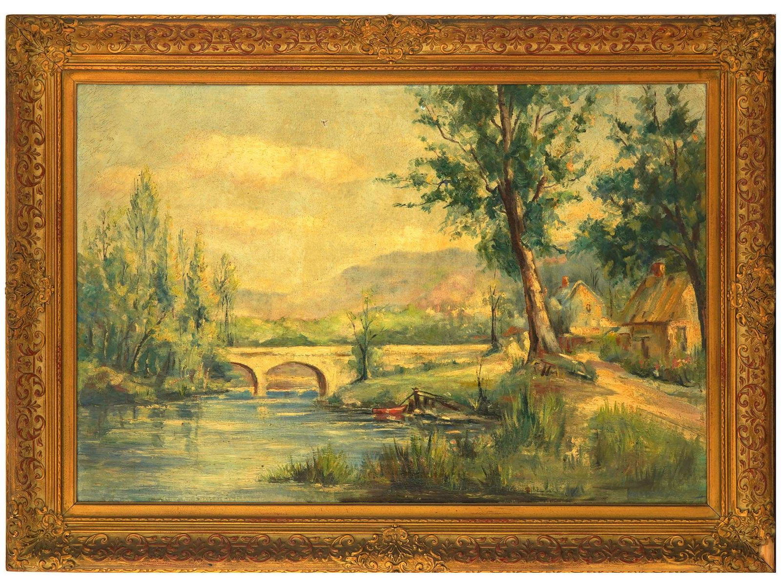 IMPRESSIONIST MANNER RURAL LANDSCAPE OIL PAINTING (1 of 10)