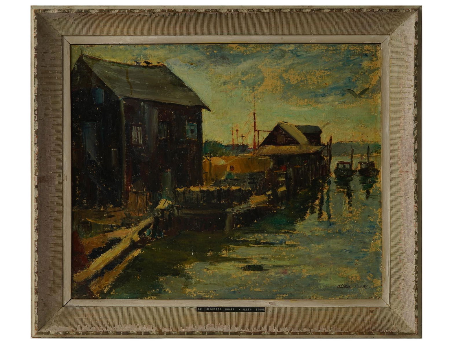 MIDCENTURY AMERICAN PAINTING ALLEN STONE GLOUSTER WHARF (1 of 7)