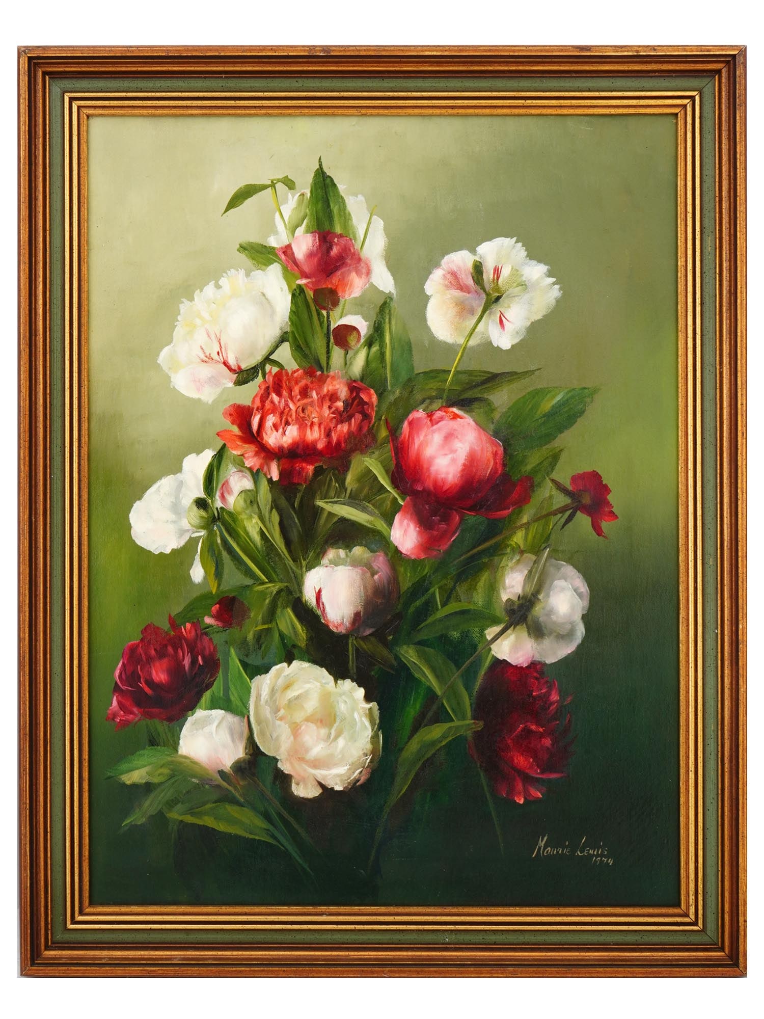 AMERICAN FLORAL STILL LIFE OIL PAINTING SIGNED (1 of 5)