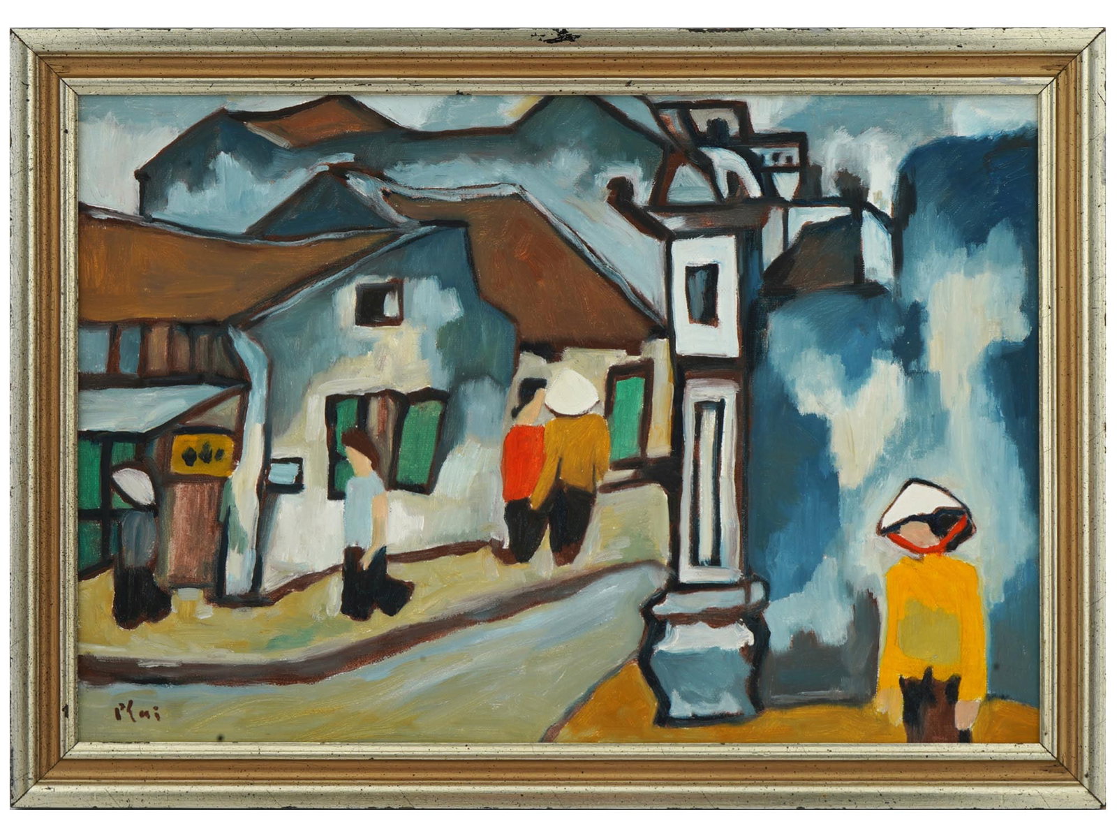 ATTR BUI XUAN PHAI VIETNAMESE CITYSCAPE OIL PAINTING: Attributed to Bui Xuan Phai, Vietnamese, 1920 to 1988, oil painting on canvas depicting a Hanoi cityscape scene. Signed lower left. Framed. Bui Xuan Phai was a Vietnamese painter. He is famous for the