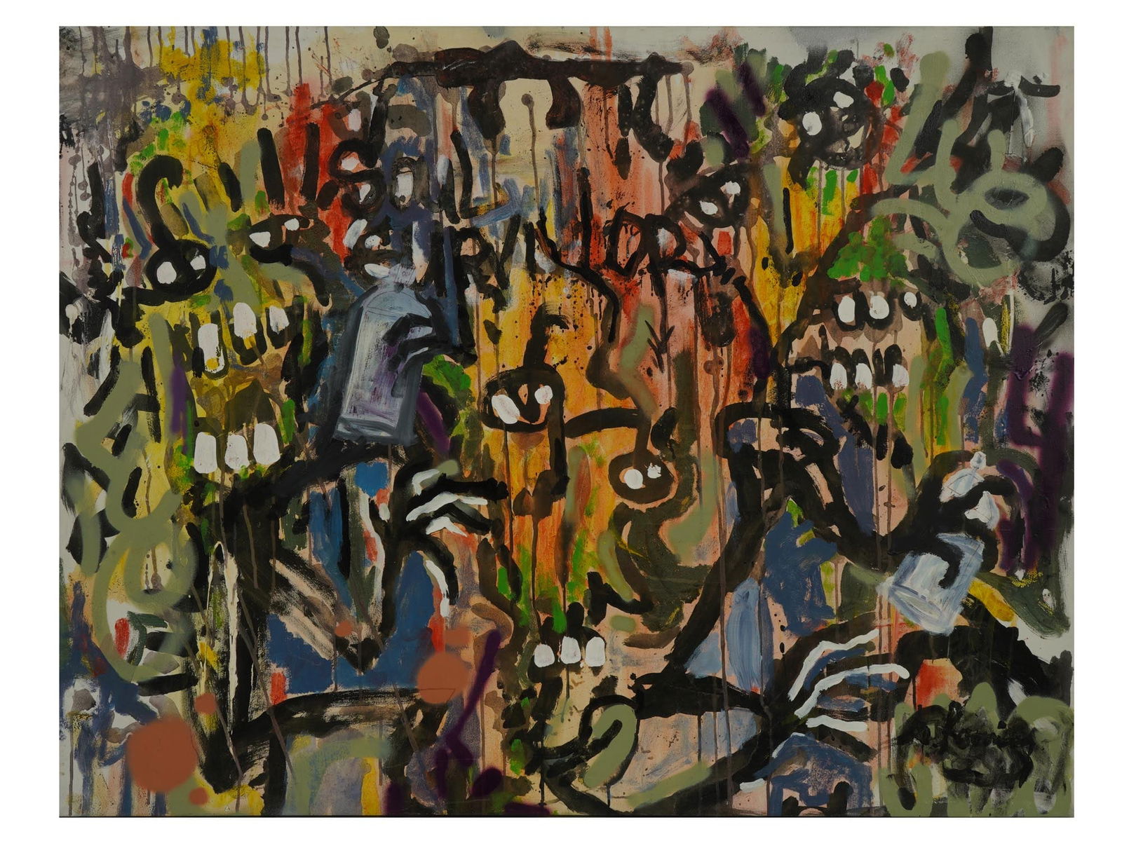 MIXED MEDIA PAINTING IN MANNER OF WILLEM DE KOONING (1 of 7)