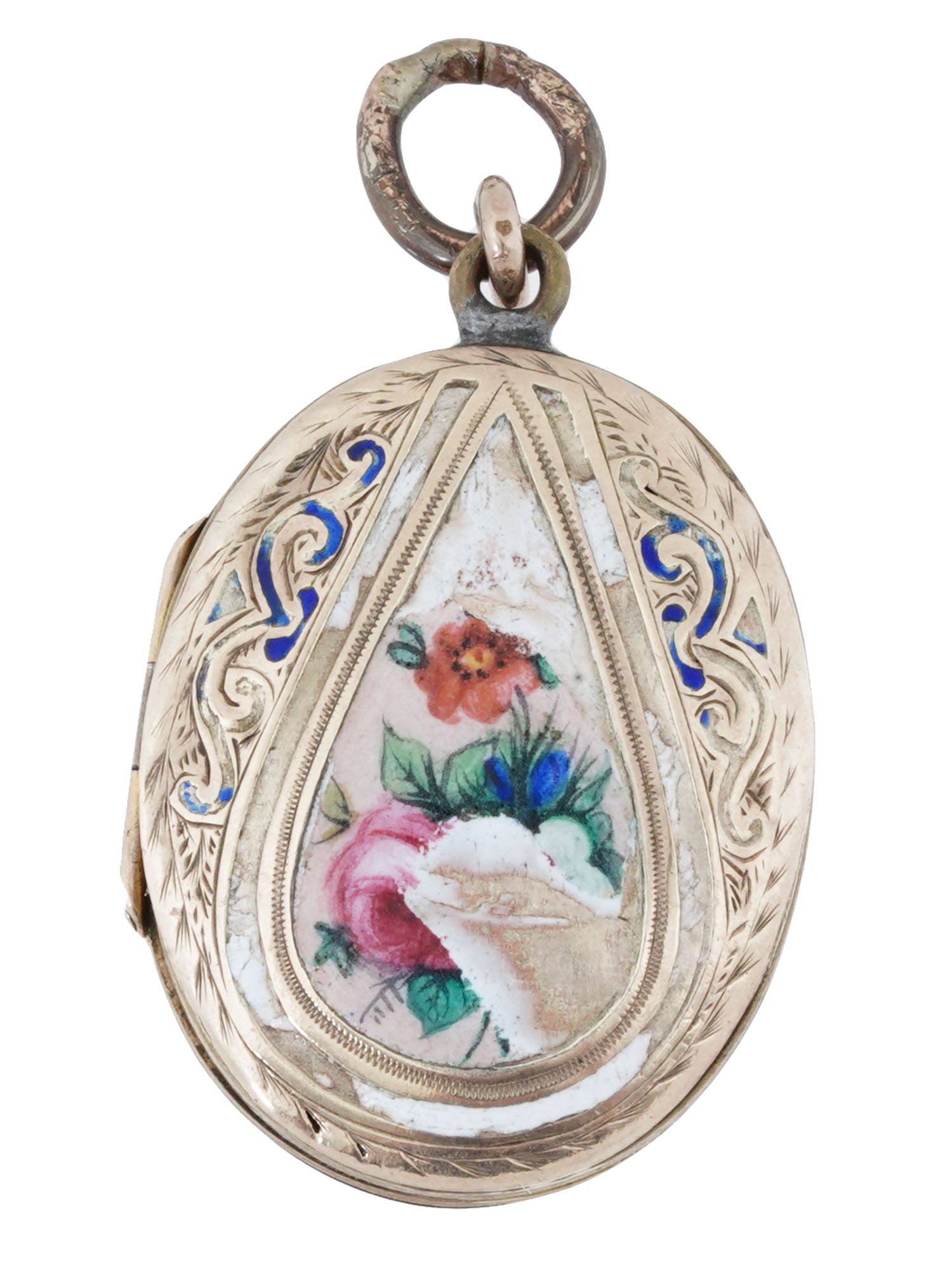 VINTAGE 10K ROLLED GOLD ENAMEL LOCKET PENDANT (1 of 6)