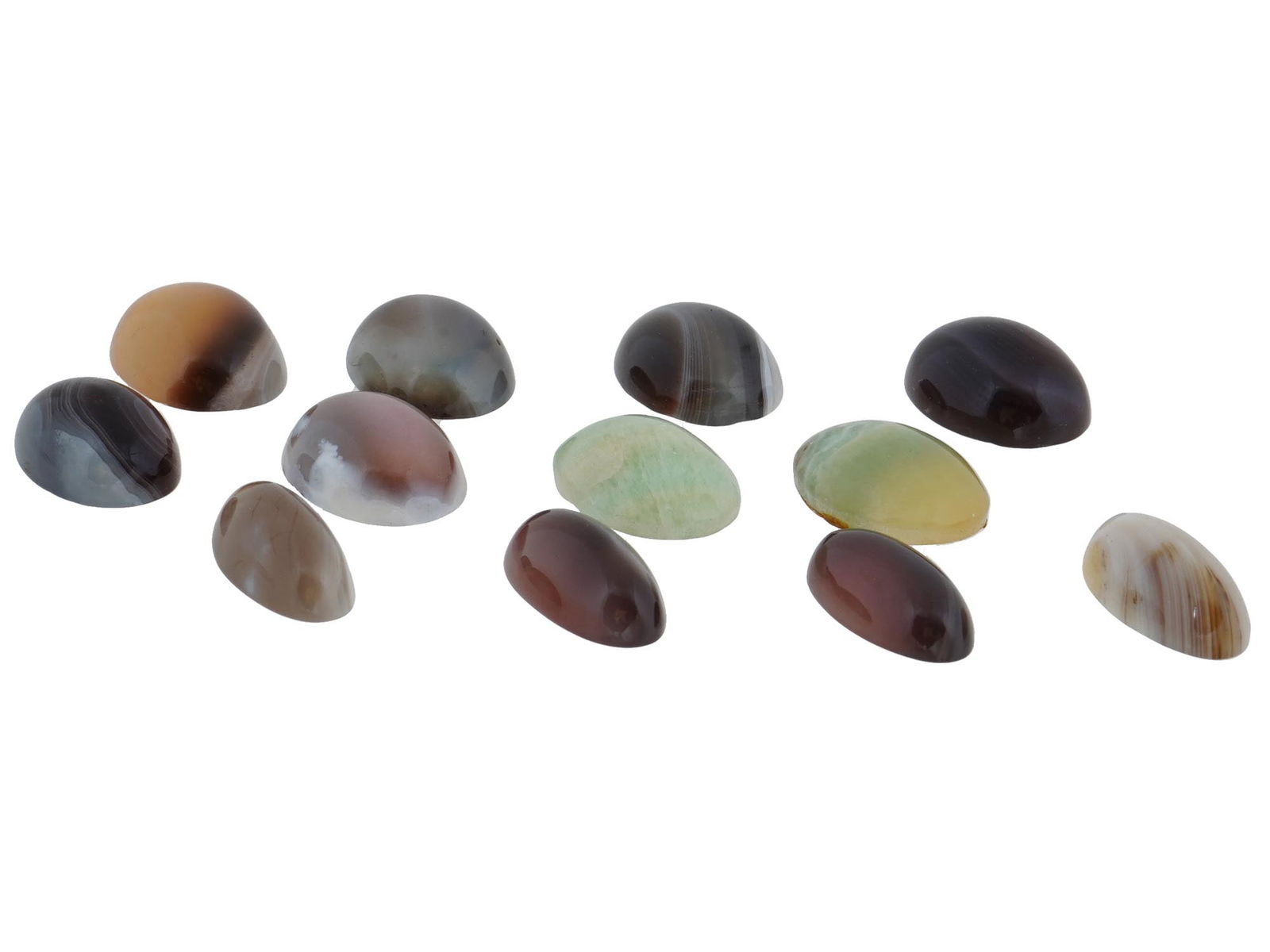 COLLECTION OF ASSORTED OVAL CARVED AGATE STONES (1 of 3)
