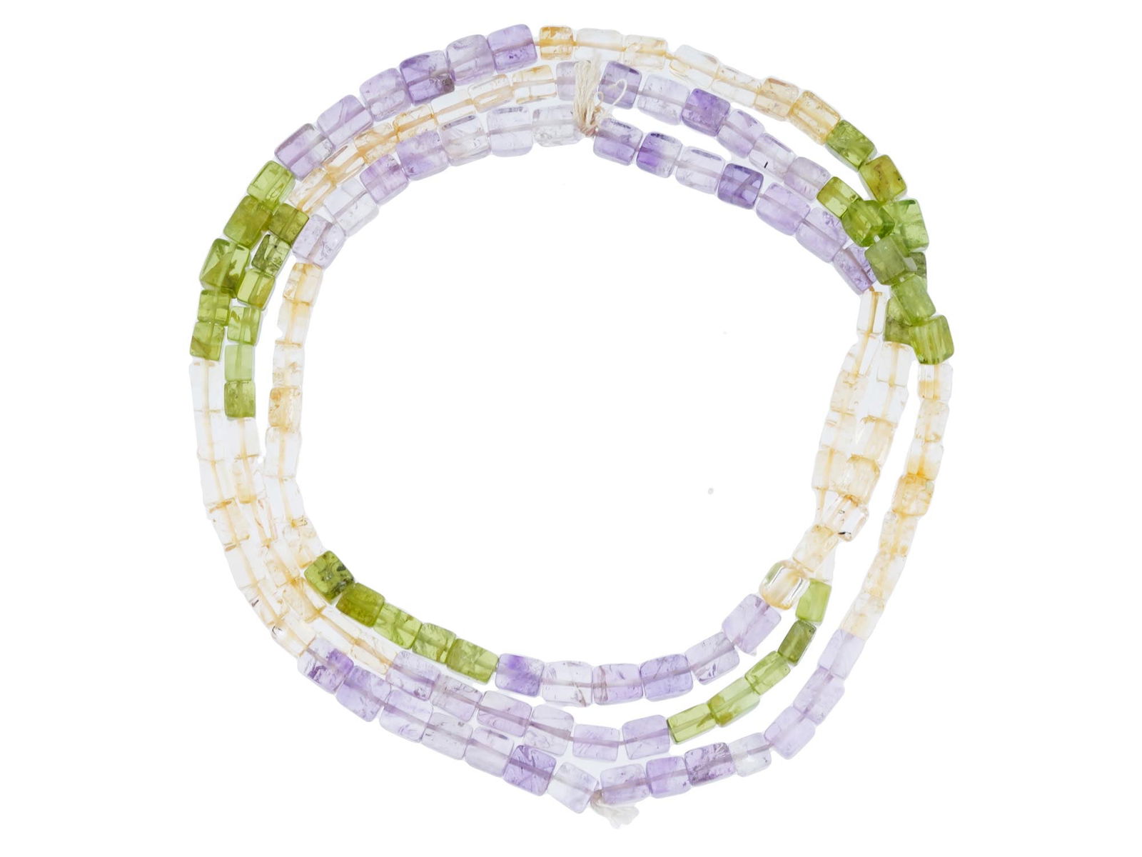 CITRINE PERIDOT AMETHYST STONE CUBOID BEADED NECKLACE (1 of 3)