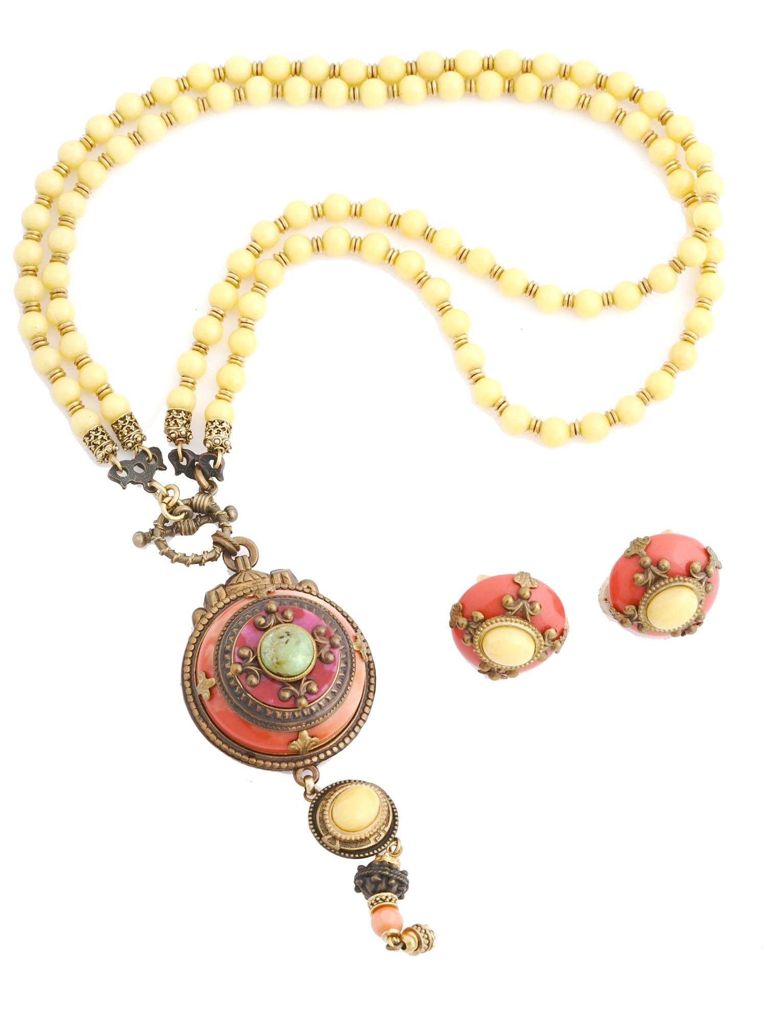 VINTAGE COSTUME JEWELRY NECKLACE AND EARRINGS (1 of 6)