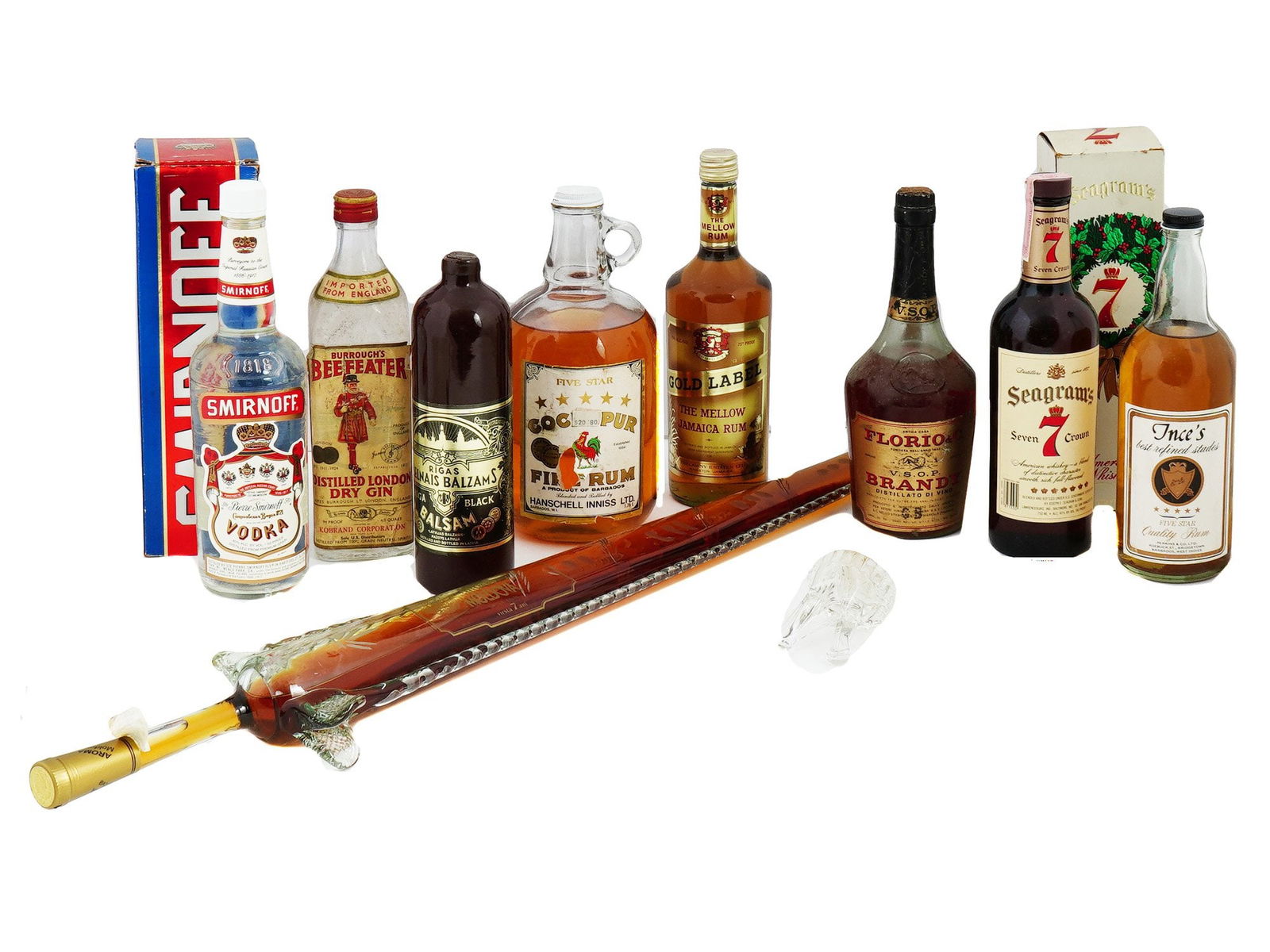 SMIRNOFF BEEFEATER SEAGRAMS LIQUEUR BOTTLES IOB (1 of 5)