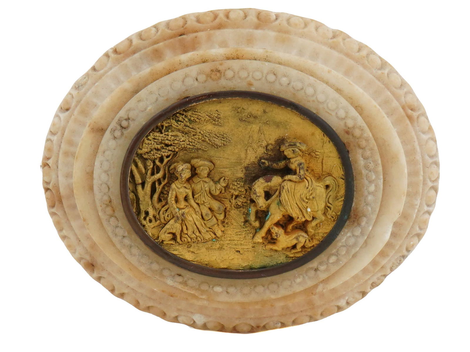 VINTAGE ALABASTER AND GILT BRONZE PAPERWEIGHT (1 of 3)