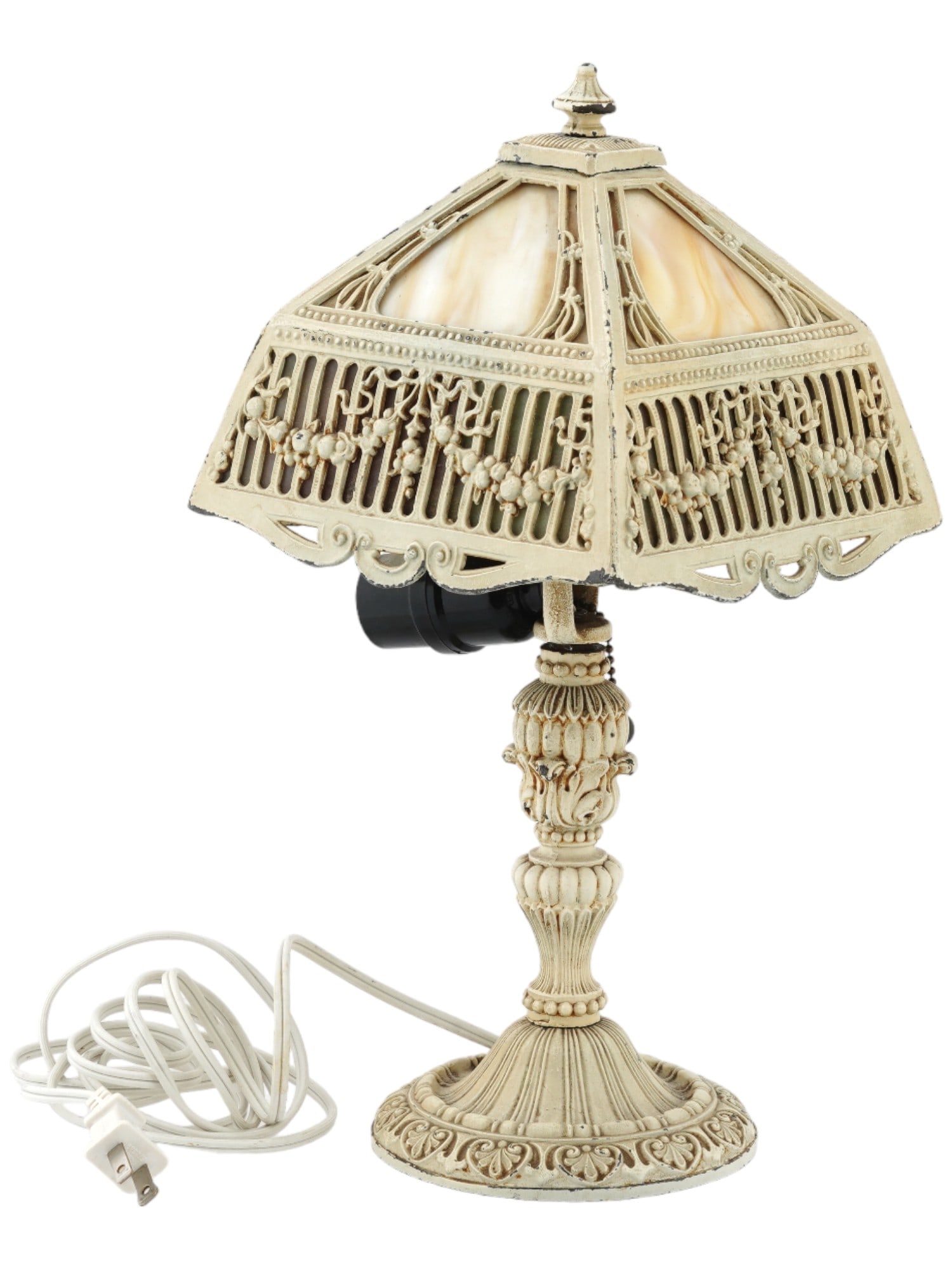 VINTAGE ELECTRIC IRON DESK LAMP WITH ORNATE DECOR (1 of 6)