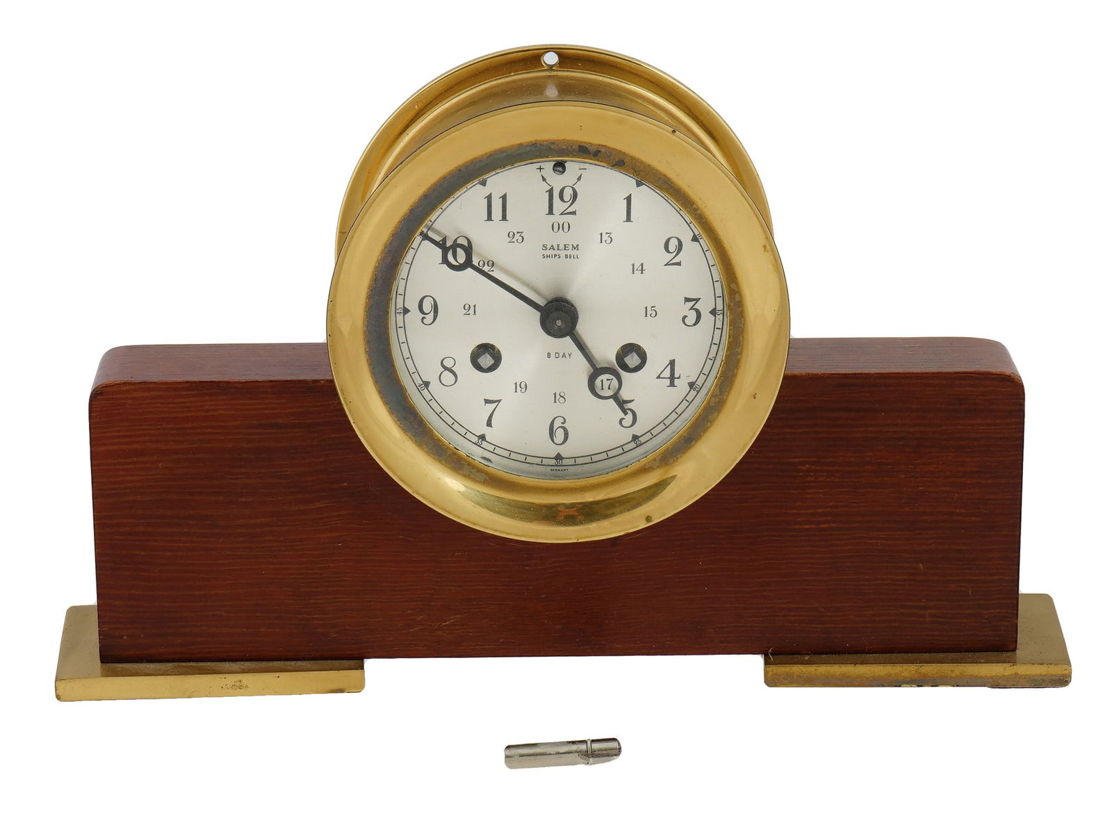 GERMAN SALEM SHIPS BELL NAUTICAL 8 DAY CLOCK W KEY (1 of 7)
