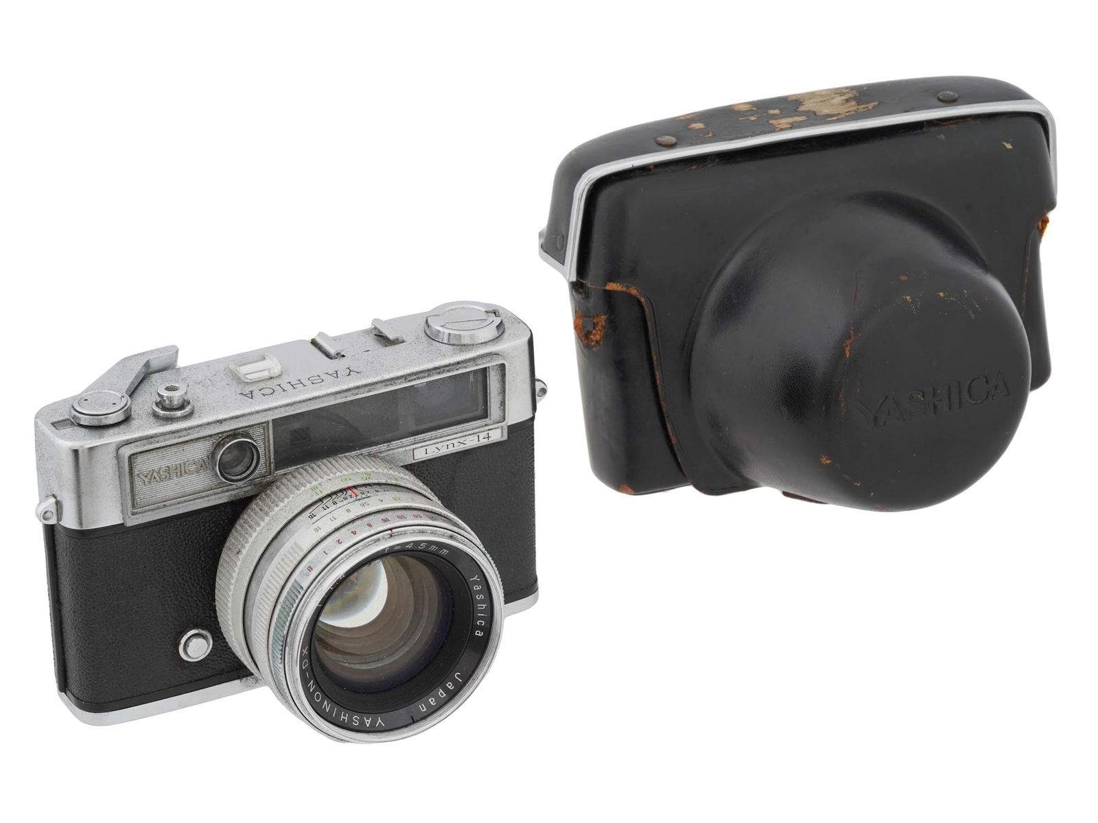 VINTAGE JAPANESE YASHICA LYNX 14 CAMERA W LEATHER CASE (1 of 11)