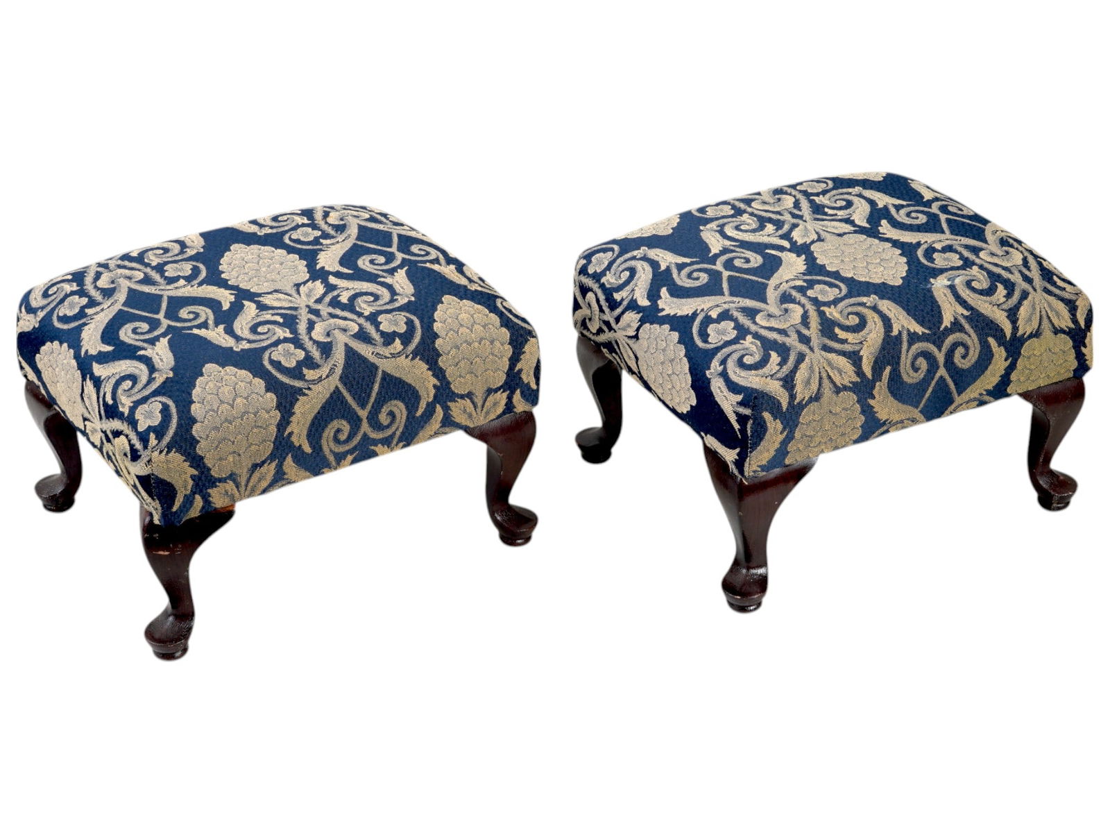 PAIR OF VINTAGE WOODEN POUFS OR FOOTRESTS SET (1 of 7)