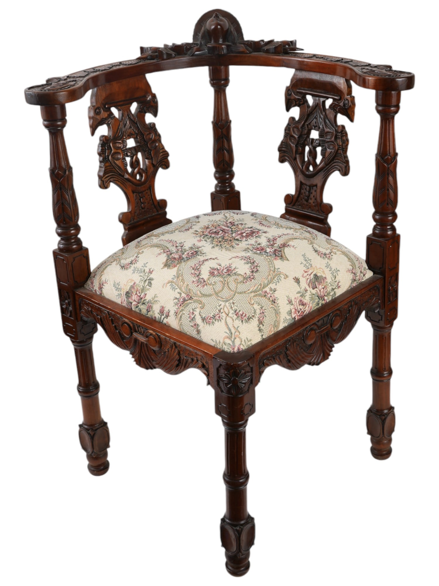 ANTIQUE VICTORIAN WOODEN CORNER CHAIR 19TH C (1 of 11)