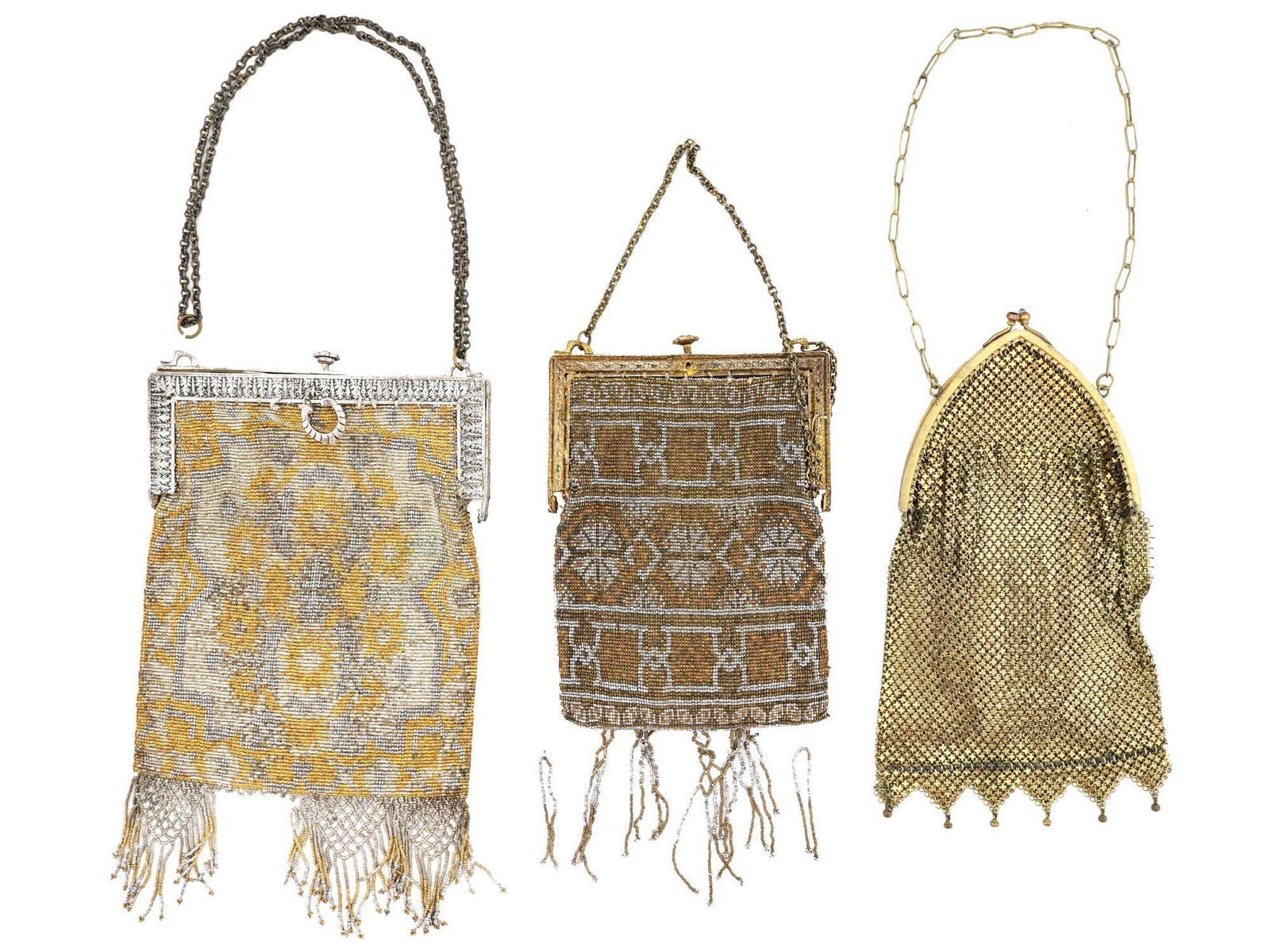 COLLECTION OF AMERICAN MESH COIN PURSES W MIRROR (1 of 6)