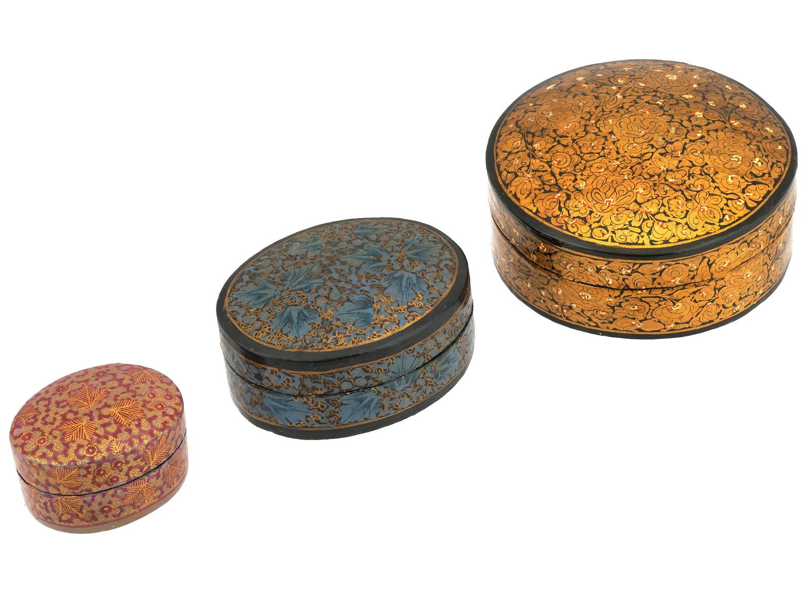 VINTAGE INDIAN HAND PAINTED WOODEN TRINKET BOXES (1 of 9)