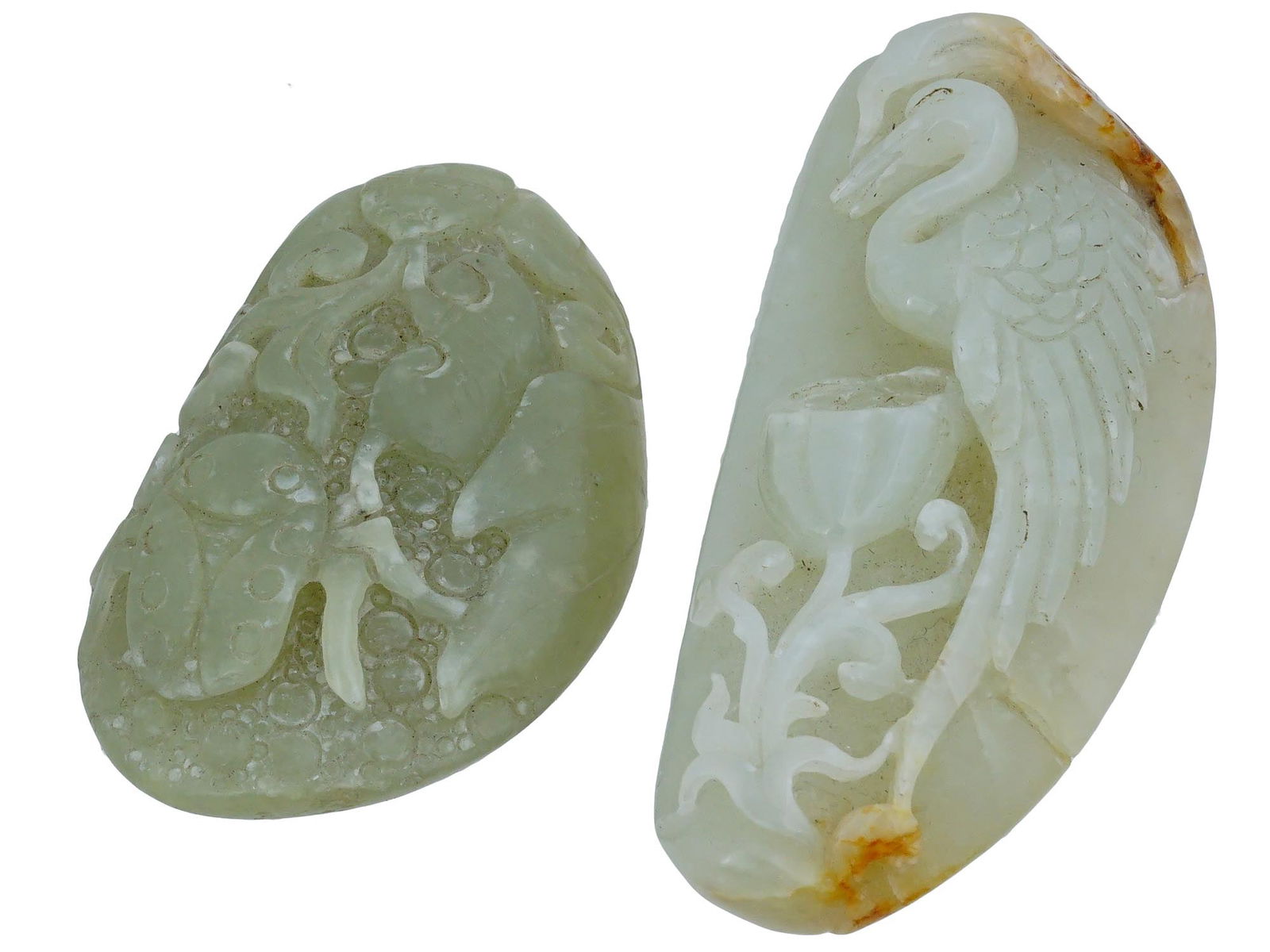 LOT OF CHINESE HAND CARVED CELADON JADE AMULETS (1 of 12)
