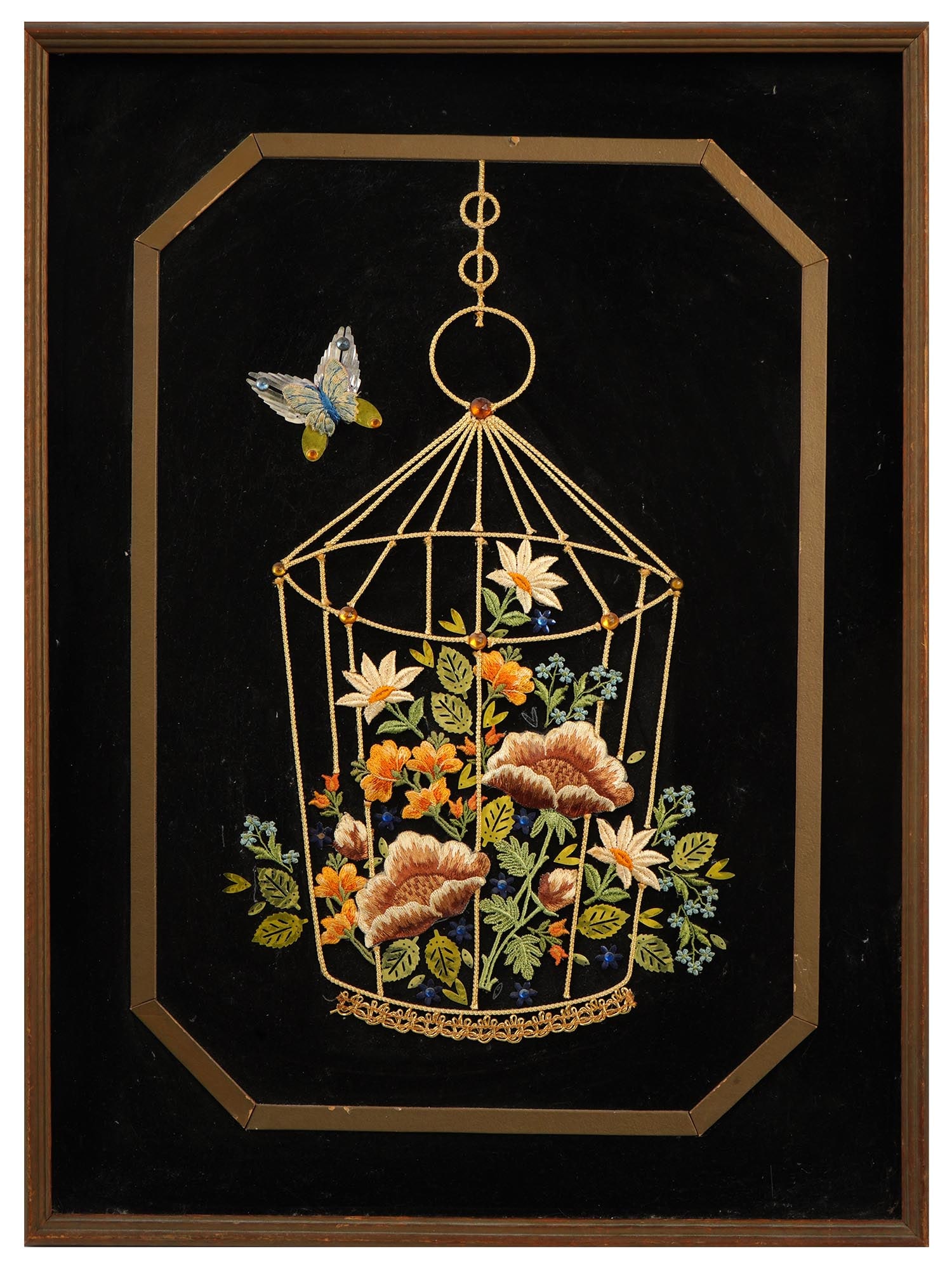 JAPANESE NACRE HAND EMBROIDERED ARTWORK FRAMED (1 of 3)