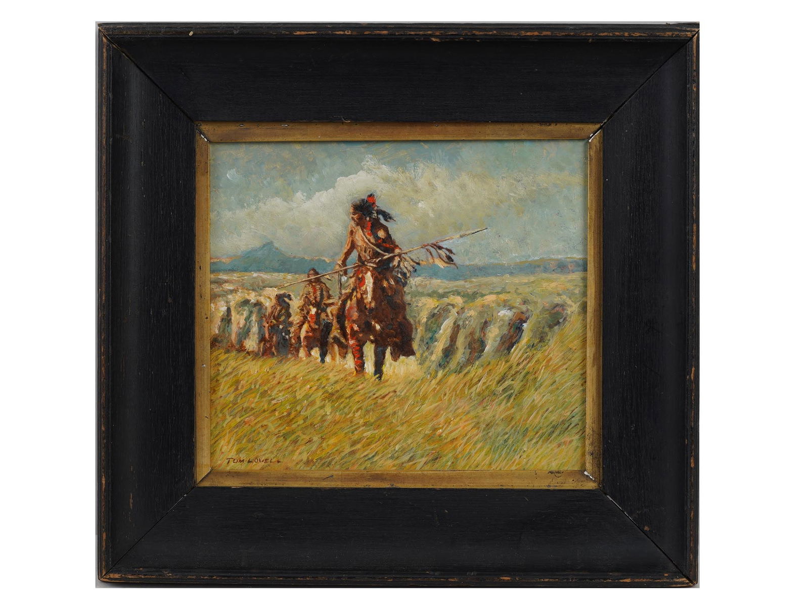 ATTR TOM LOVELL NATIVE AMERICAN SCENE OIL PAINTING (1 of 4)