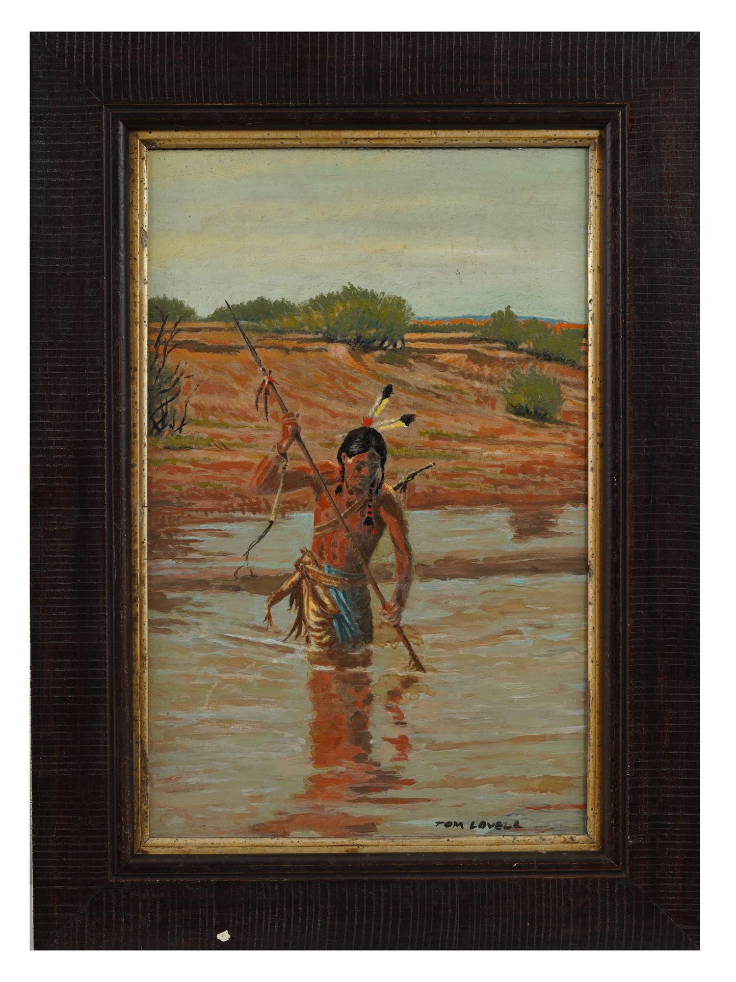 ATTR TOM LOVELL NATIVE AMERICAN SCENE OIL PAINTING (1 of 4)