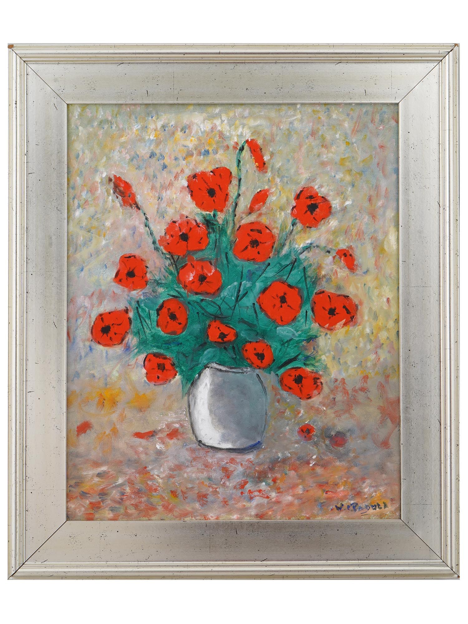 ATTR TO MARIA PADULA FLOWER STILL LIFE OIL PAINTING (1 of 5)