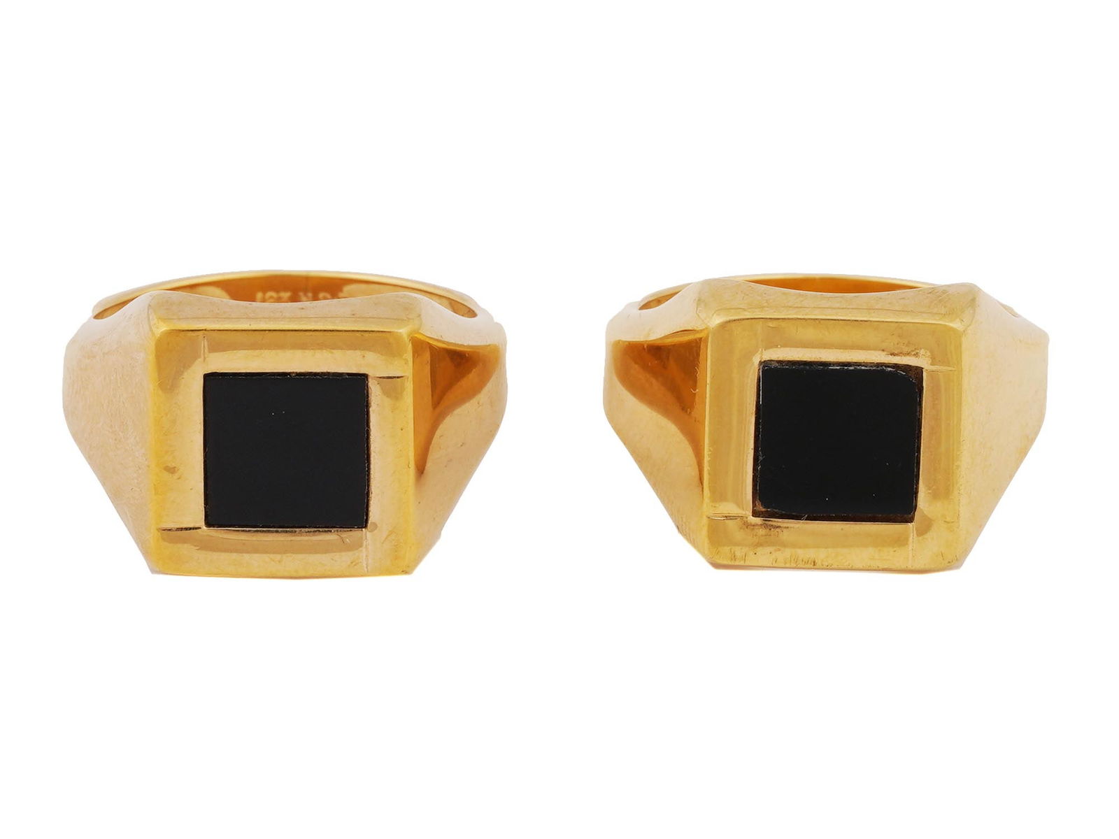 VINTAGE MENS 18K GOLD PLATED RINGS WITH ONYX STONE (1 of 7)