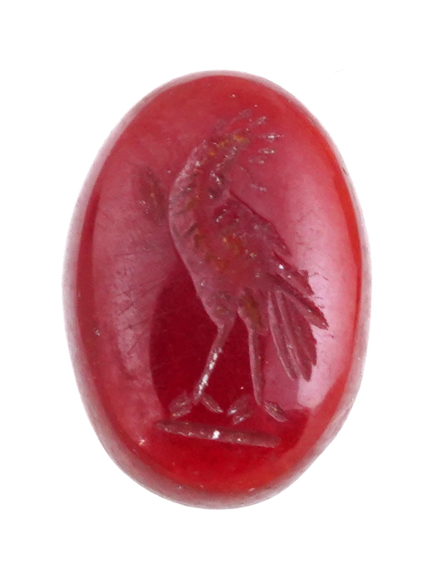 ANCIENT ROMAN CARNELIAN INTAGLIO WITH EAGLE IMAGE (1 of 3)