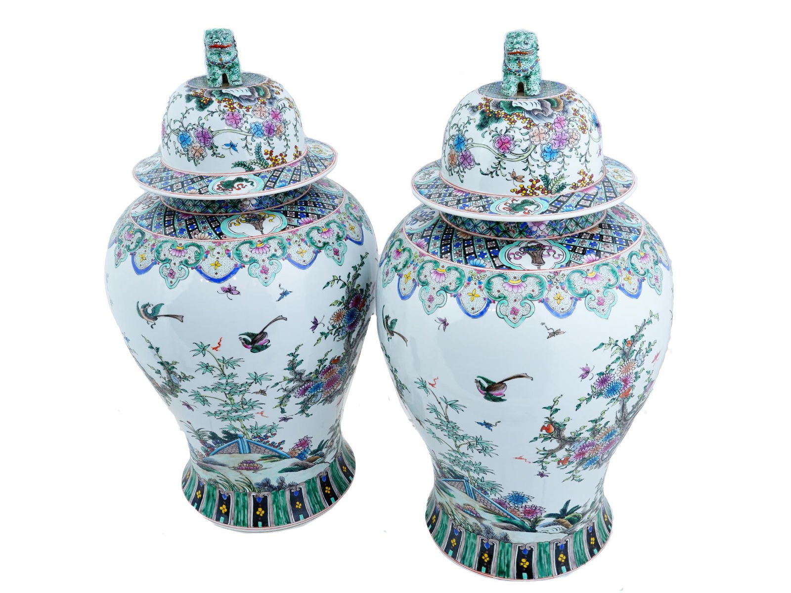 LARGE ANTIQUE CHINESE LIDDED PORCELAIN GINGER JARS (1 of 11)