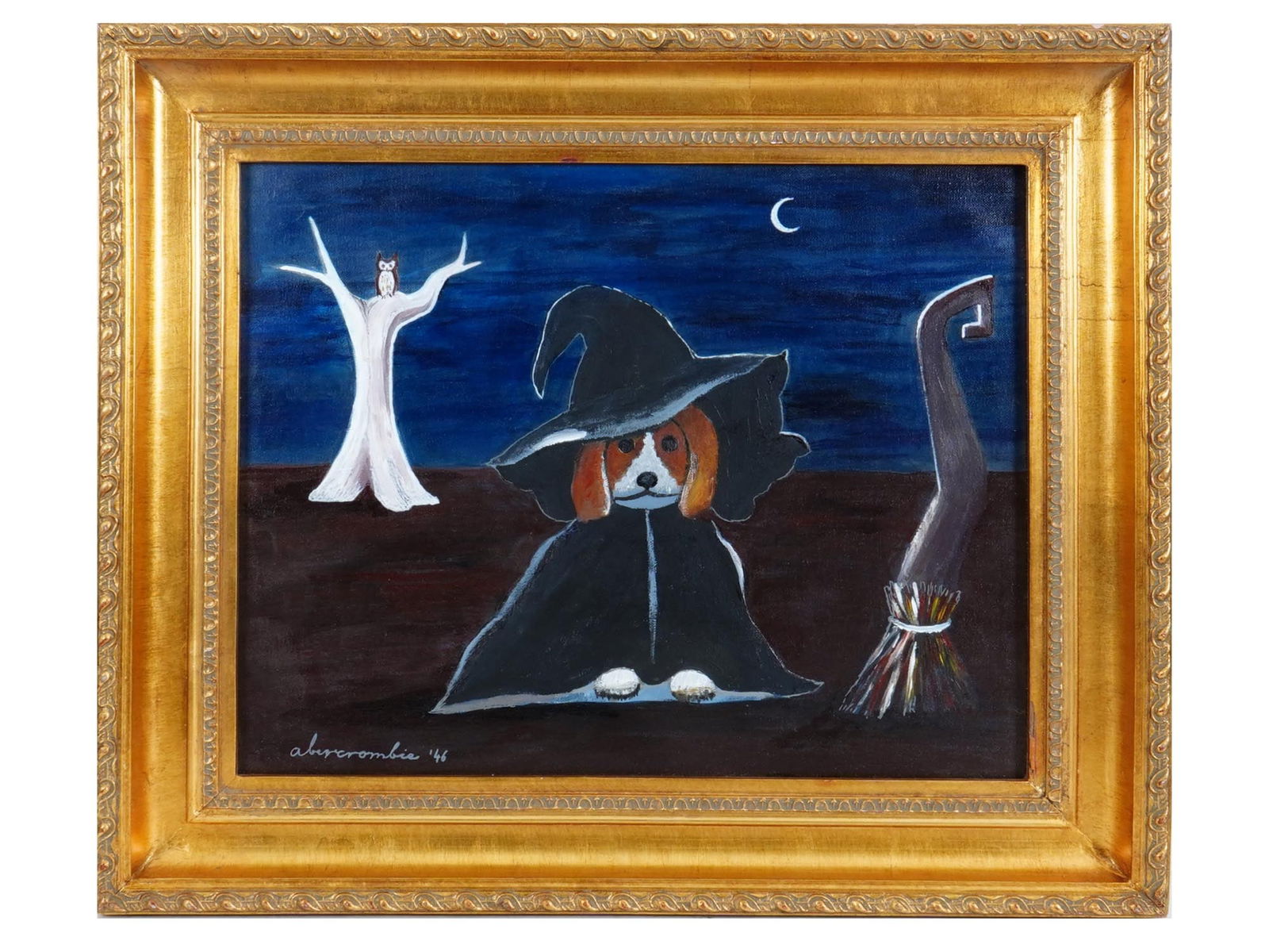 ATTRIBUTED TO GERTRUDE ABERCROMBIE DOG OIL PAINTING (1 of 4)