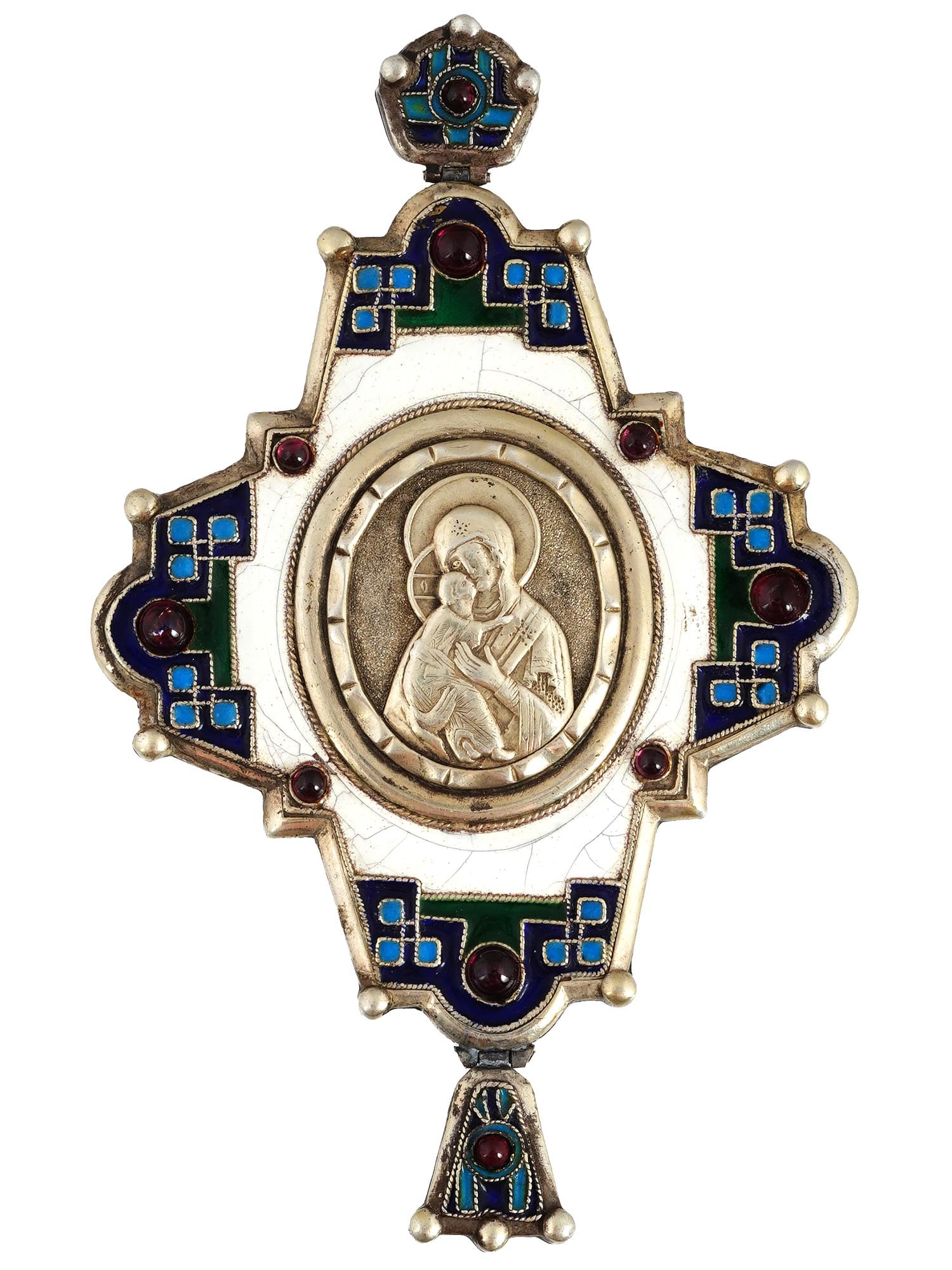 RUSSIAN SILVER ENAMEL ORTHODOX CROSS PENDANT (1 of 4)