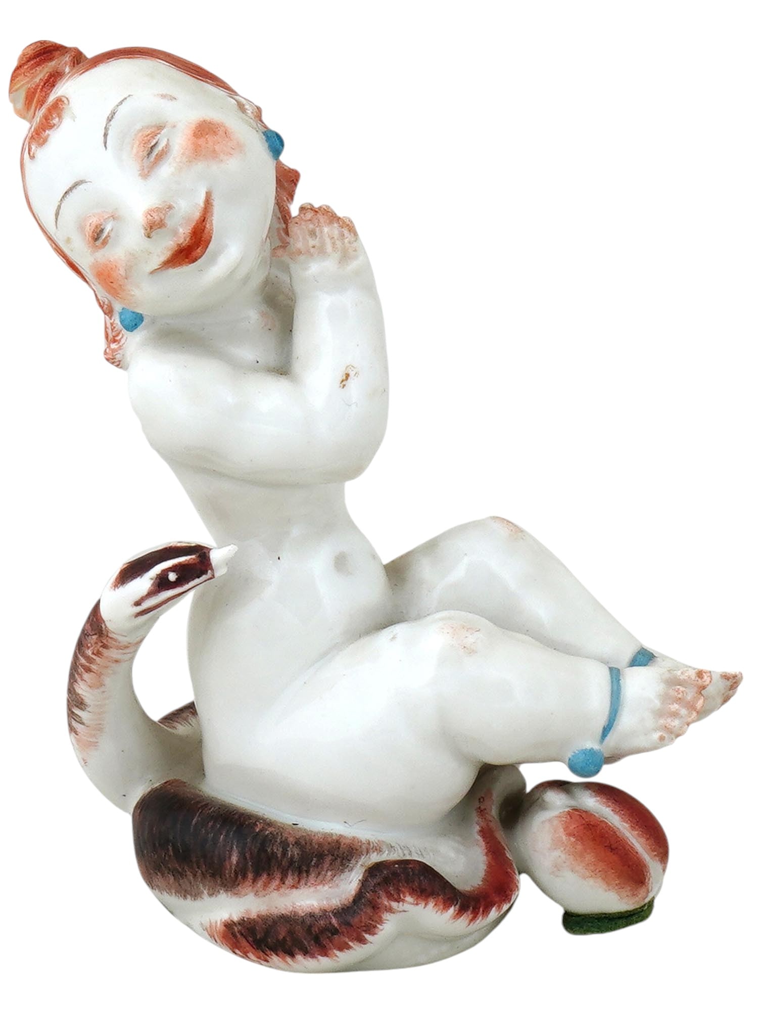 VINTAGE GERMAN KMP PORCELAIN FIGURINE FEMALE ON SNAKE (1 of 7)