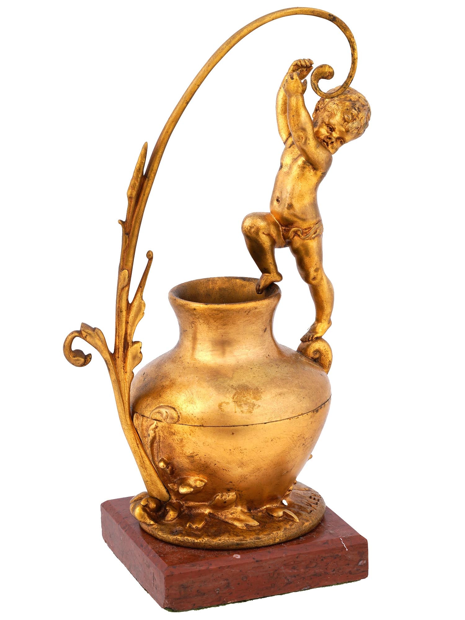 ANTIQUE FRENCH GILT BRONZE VASE WITH CLIMBING PUTTI (1 of 10)