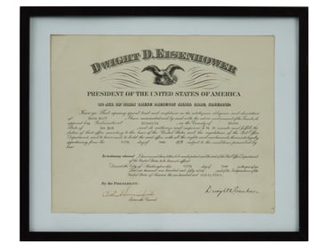1959 AMERICAN PRESIDENT EISENHOWER DOCUMENT SIGNED