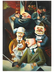 AFTER GEORGE GROSZ GERMAN PAINTING PILLARS OF SOCIETY