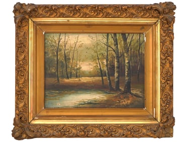 SIGNED VINTAGE OIL ON CANVAS LANDSCAPE PAINTING